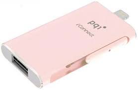 Pqi 6i01-064gr4001 Iconnect 64gb Rose Gold - Usb3.0 + Apple Certified Mfi Lightning Dual-Connectors Flash Drive For Ios/Mac/Pc ; 54x31x8mm Read/Write : 30.2/15.5 Mb/Sec With Backup Software - 2 Years Warranty