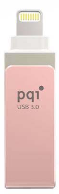 Pqi 6i04-064gr4001 Iconnect Mini 64gb Rose Gold - Usb3.0 + Apple Certified Mfi Lightning Dual-Connectors Flash Drive For Ios/Mac/Pc ; 45x13x8mm Cob3.0 Capless Swivel Design With 1-Touch Backup + Fingerprint Security Via Ios With Mobile Strap + Strape