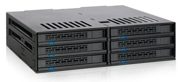 Icydock Mb326sp-B Mobile Rack - 6x Front-Accessed 9.5mm 2.5" Sata6g /Sas With Latch-Lock In 1x 5.25" Plastic With Screwless Quick Release Button 2x 40mm Fan With Fan Speed Control Jumper - 2x Sata Power Required
