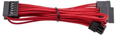 Corsair Cp-8920187 Red Premium Individually Sleeved Flexible Paracorded Cable With Cable Comb - Sata 750mm With 4 Connectors - For Rmx Series ; Rmi Series Sf Series