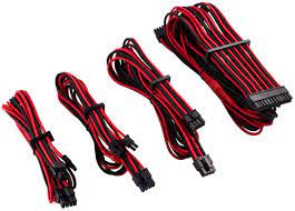 Corsair Cp-8920219 Red+Black Premium Individually Sleeved Flexible Paracorded Modular Cable Starter Kit ( Type4 Gen4 ) 4x Cable Combs - Include 1x 610mm Atx ( 20+4pin) + 1x 750mm Eps12v(4+4pin) + 2x 650mm Pci-E 8(6+2) Pin Heatshrink-Less Connectors Wi