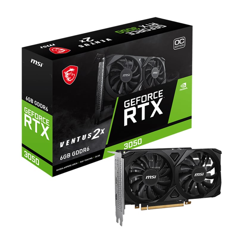 Msi Nvidia Geforce Rtx 3050 Ventus 2x 6g Oc Gddr6 96-Bit Graphics Card