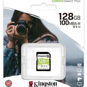 Kingston Sds2/128gb Sdxc Canvas Select Plus - Designed For Hd+Hi-Res Filming With Water/ Temperature/ Shock/ Vibration/ X-Ray Proof ( Secure Digital Extended Capacity 24x32x2.1mm ) Not Compatible With Sdhc Only Camera/Reader Uhs-I U1 ( Uhs-I / Sd3.0