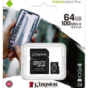 Kingston Sdcs2/64gb Microsdxc Canvas Select Plus - Designed For Hd+Hi-Res Filming With Water/ Temperature/ Shock/ Vibration/ X-Ray Proof ( Secure Digital Extended Capacity 15x11x1mm ) With Sdxc Adapter Not Compatible With Sdhc Only Camera/Reader Uhs