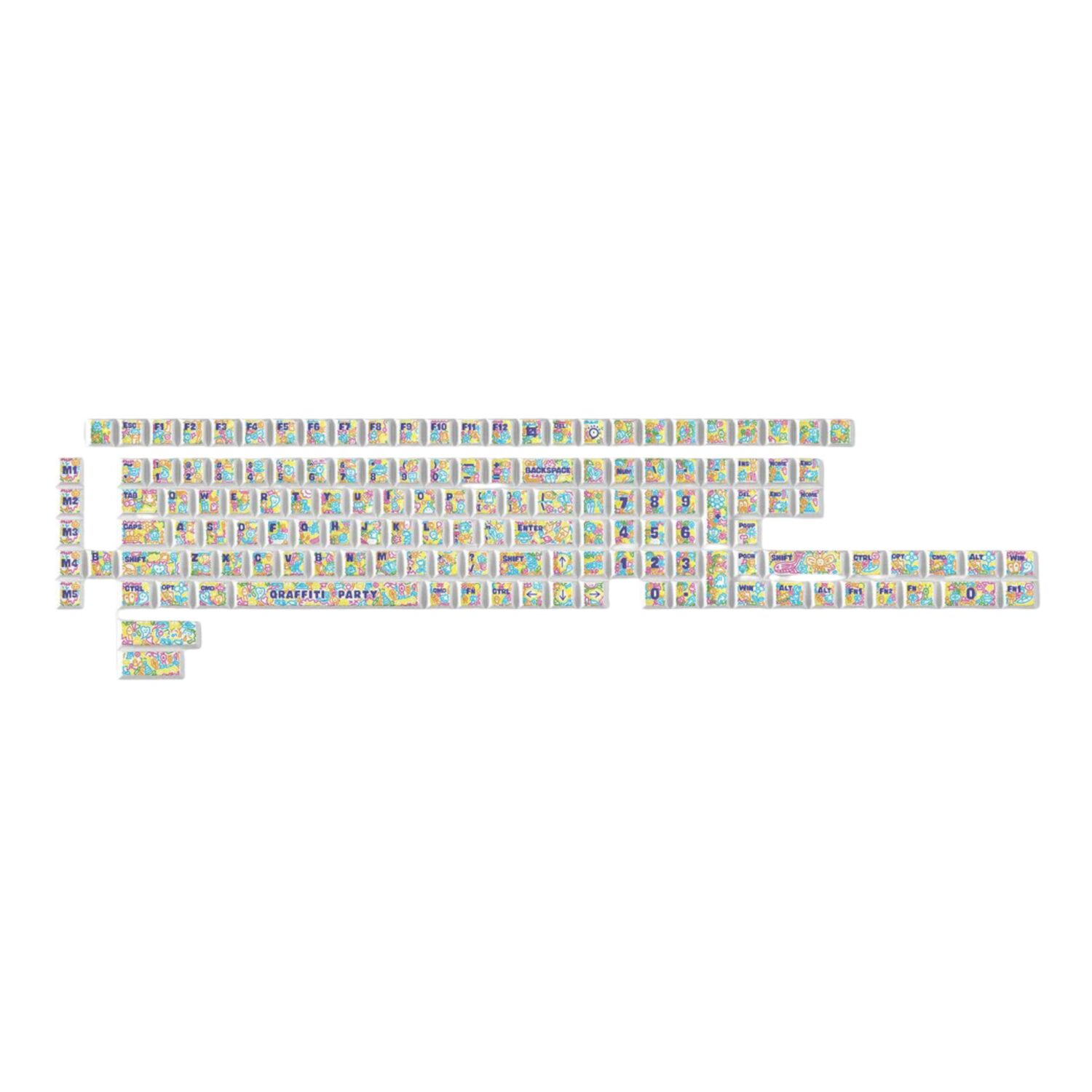Keychron Graffiti Party – Cherry Profile Dye-Sub Pbt Full Keycap Set (140 Keys, Mx-Compatible)