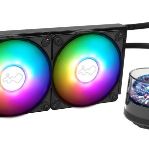 In-Win Nr24 Nebula Rgb 240mm Cpu Water Cooling With One-Click Controller - Dual-Chamber Anodized Aluminium Pump With Microchannel Fins With Nebulas Infinite Shining Stars 120x277x27mm Aluminum Radiator With 2x 120mm Luna Argb Pwm Fan 400-1800rpm ( Su