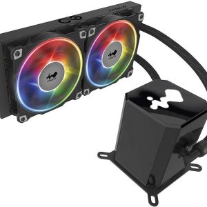 In-Win Sr24 Pro Rgb 240mm Cpu Water Cooling With One-Click Controller - Dual-Chamber Anodized Aluminium Pump With Microchannel Fins + Rgb Leds + Integrated Twin Turbines + Mirror-Gloss Finish + Diamond-Cut Outline With Cautionary Leds 120x277x27mm