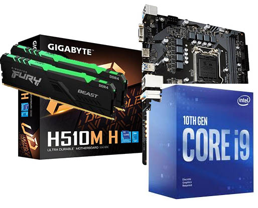 10th Gen Upgrade Kit: Intel Core I9 10900f + Gigabyte H510m + 16gb Kingston Ram