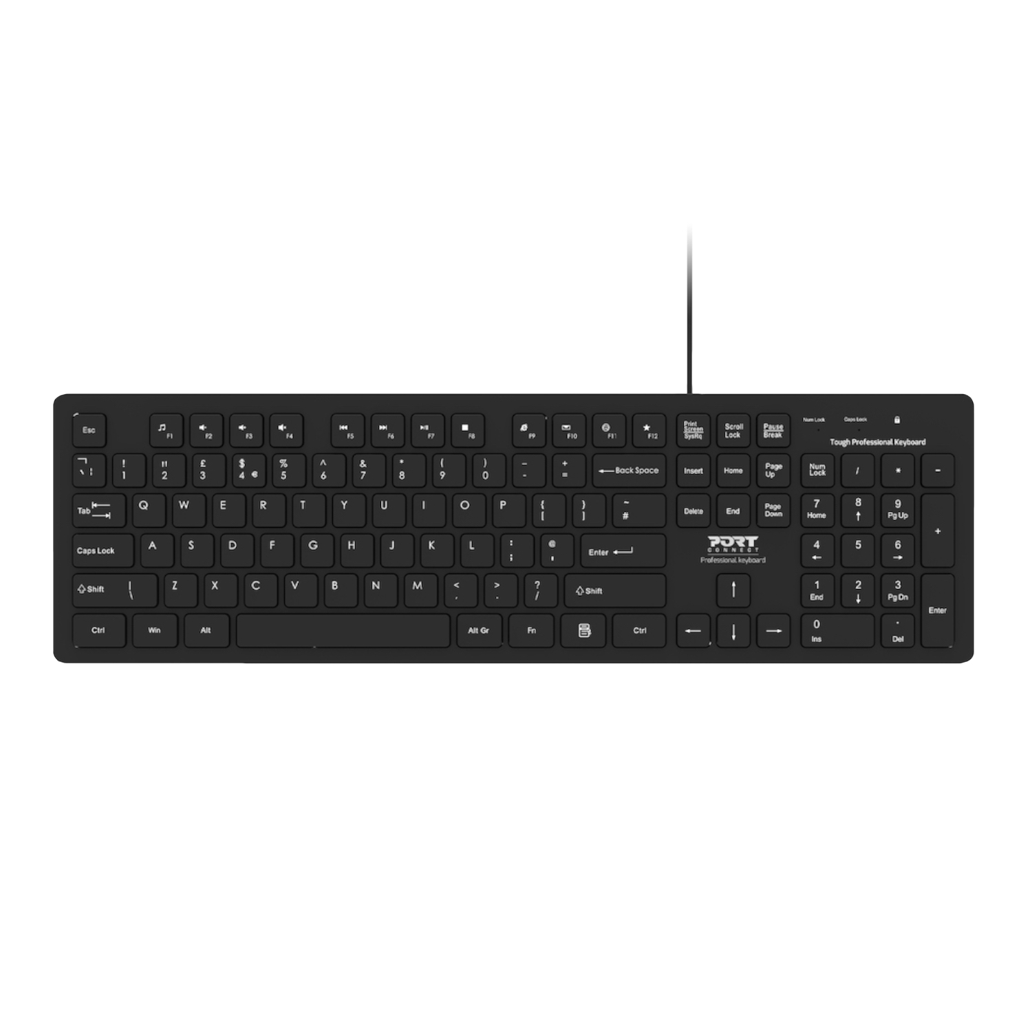 Port Connect Tough Office Usb Keyboard - Black