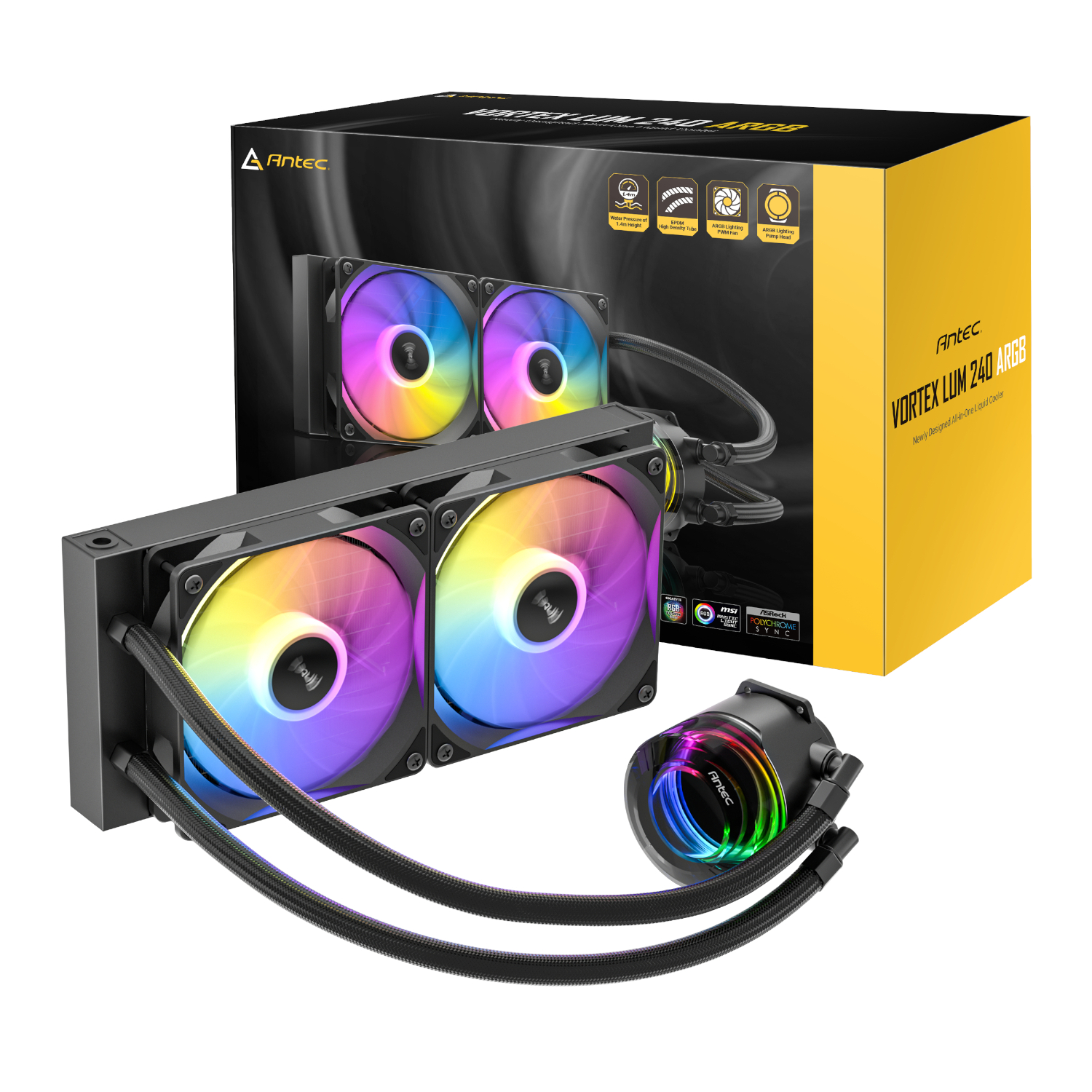 Antec Vortex Lum 240 Argb Aio Cpu Liquid Cooler – Black