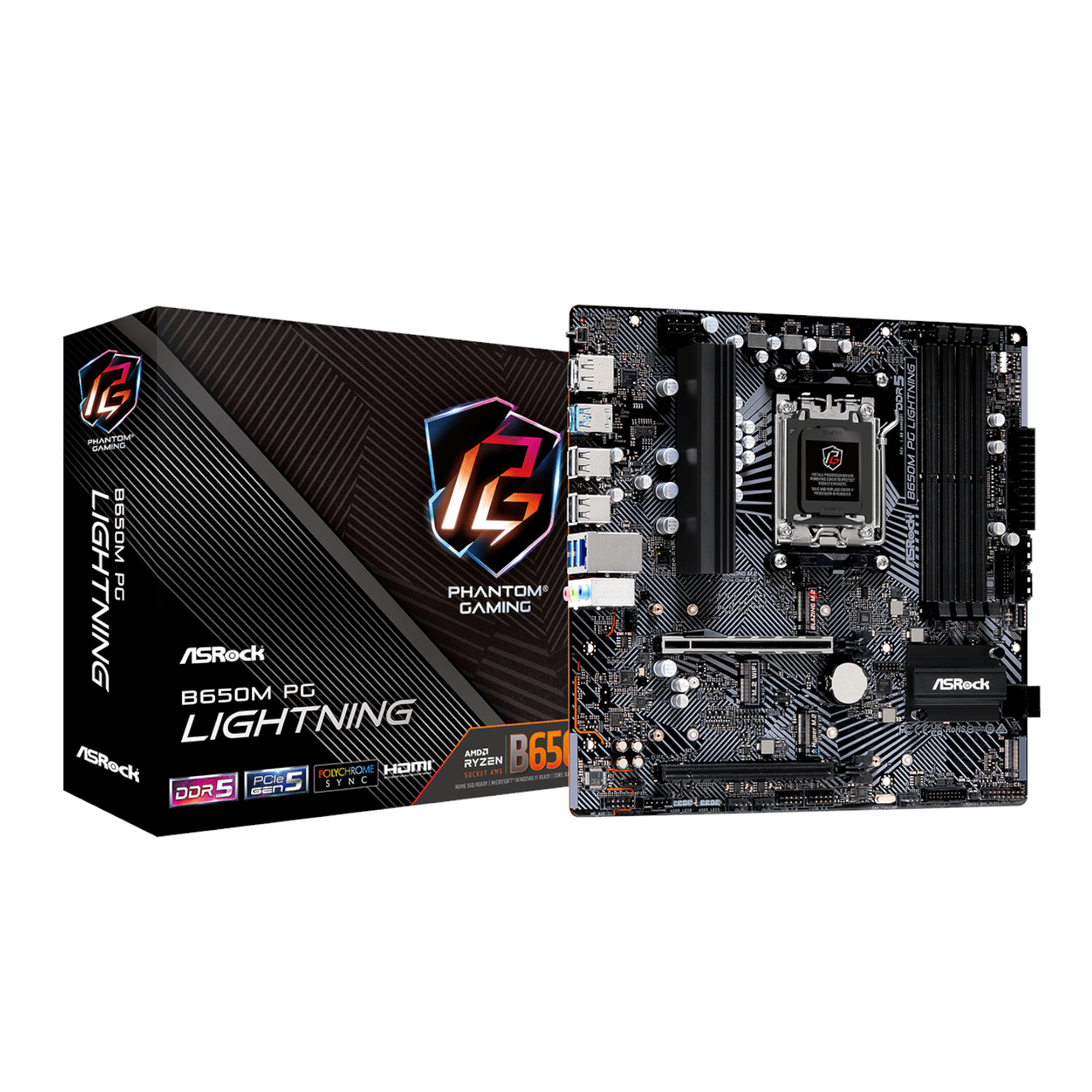 Asrock B650m Pg Lightning Amd Am5 Micro Atx Motherboard
