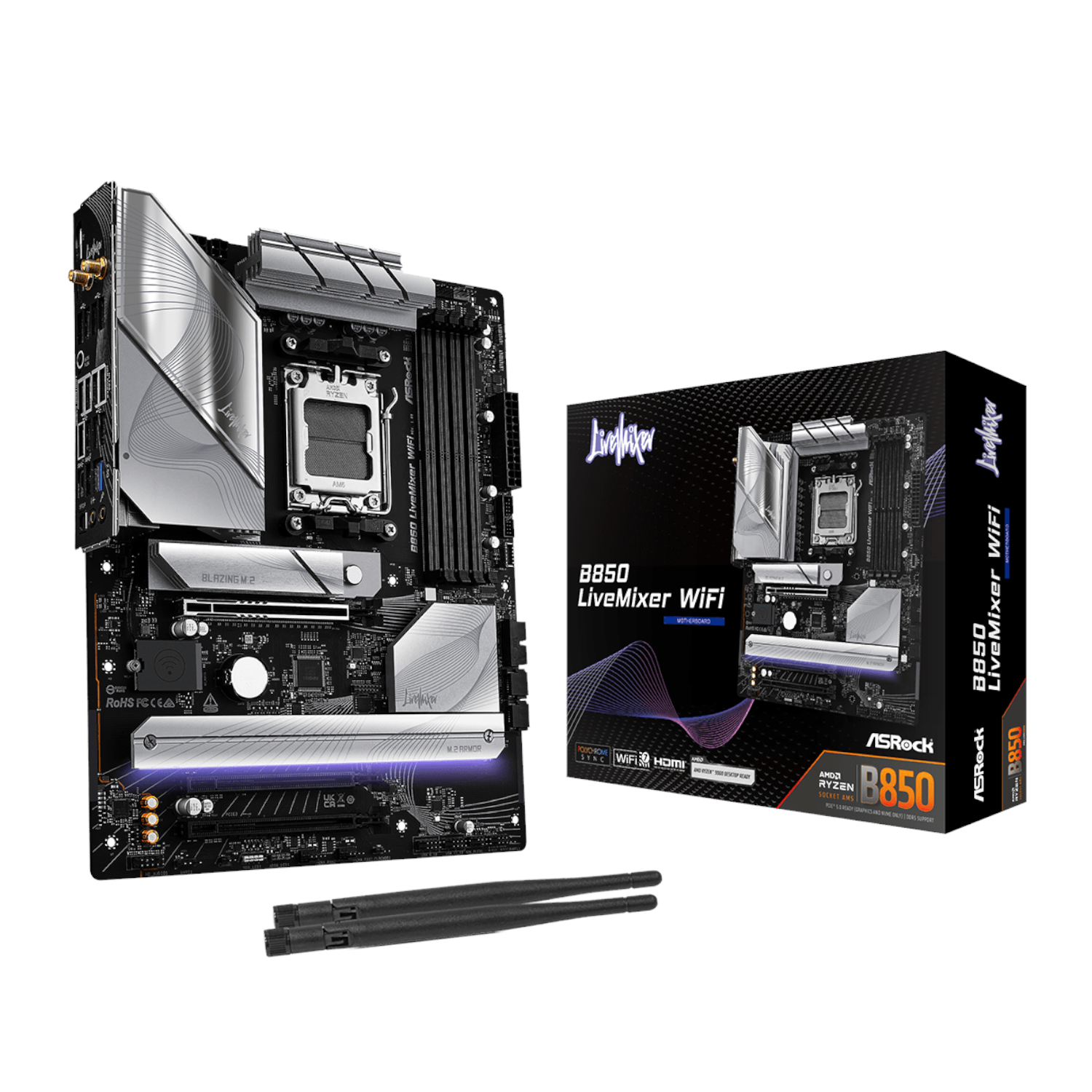 Asrock B850 Livemixer Wifi Am5 Atx Gaming Motherboard
