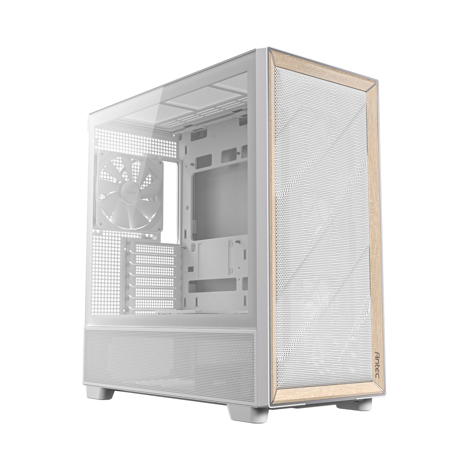 Antec Flux Mid-Tower E-Atx Gaming Chassis Wood Front Panel - White