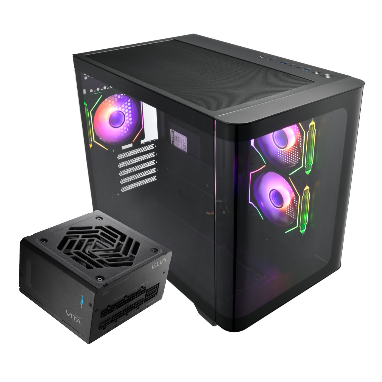 Fsp S380 M-Atx Argb Gaming Chassis And Vita Gm 750w Power Supply Bundle