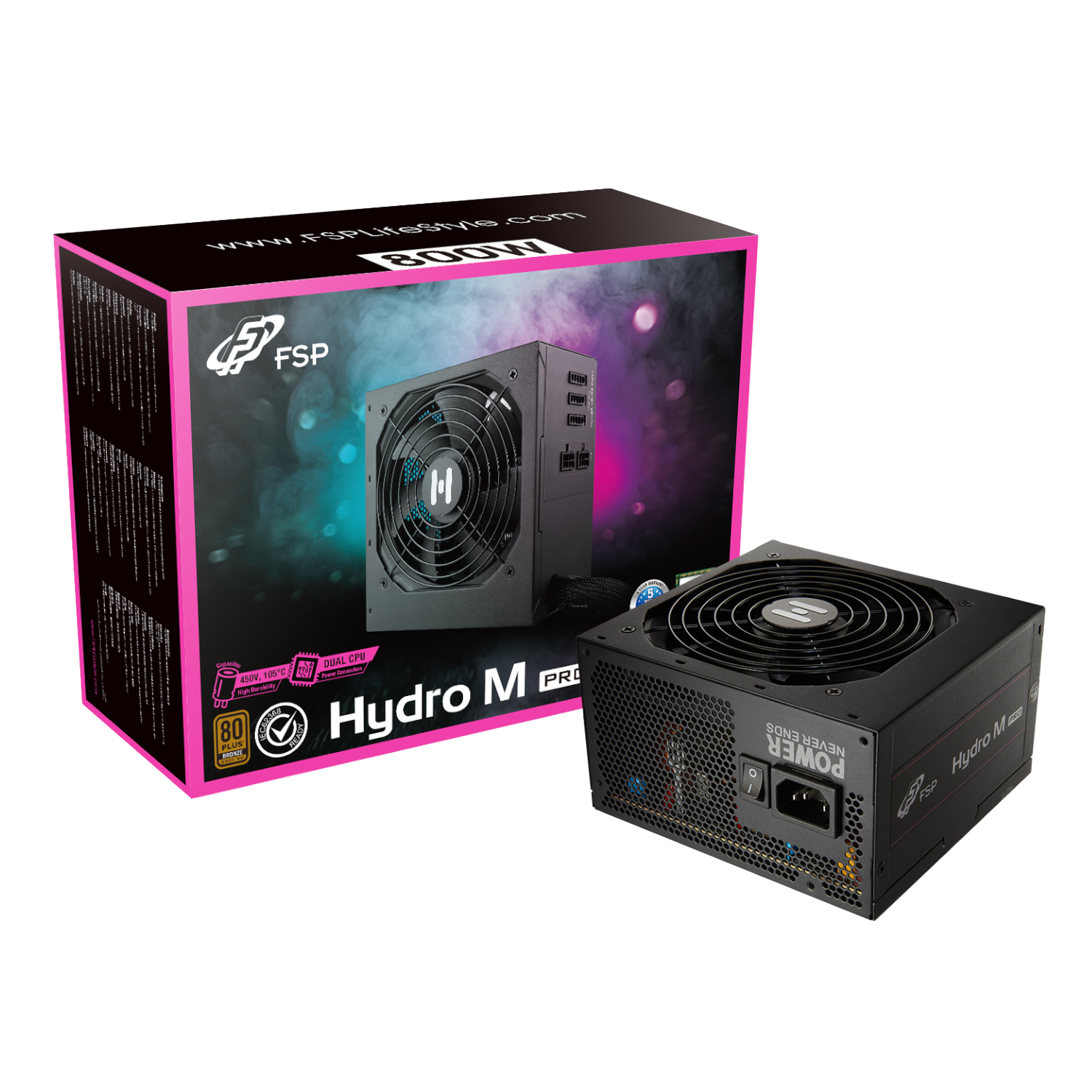 Fsp Hydro M Pro 800w 80plus Bronze Gen5 Semi-Modular Power Supply