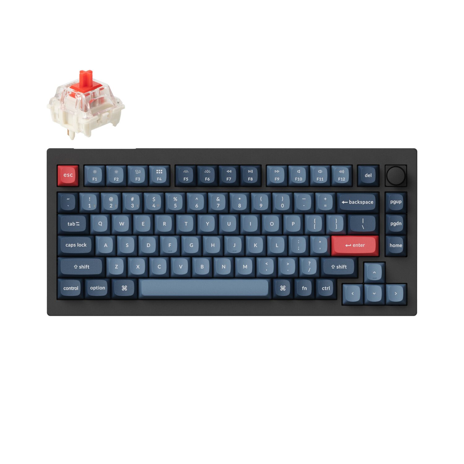 Keychron V1 Max Qmk/Via Wireless Custom Mechanical Keyboard | Red Switches - Black
