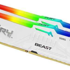 Kingston Fury Beast Rgb White Kf564c32bwak2-64 64gb (2x 32gb) Ddr5 6400mhz Cl32 Desktop Gaming Memory Module Kit
