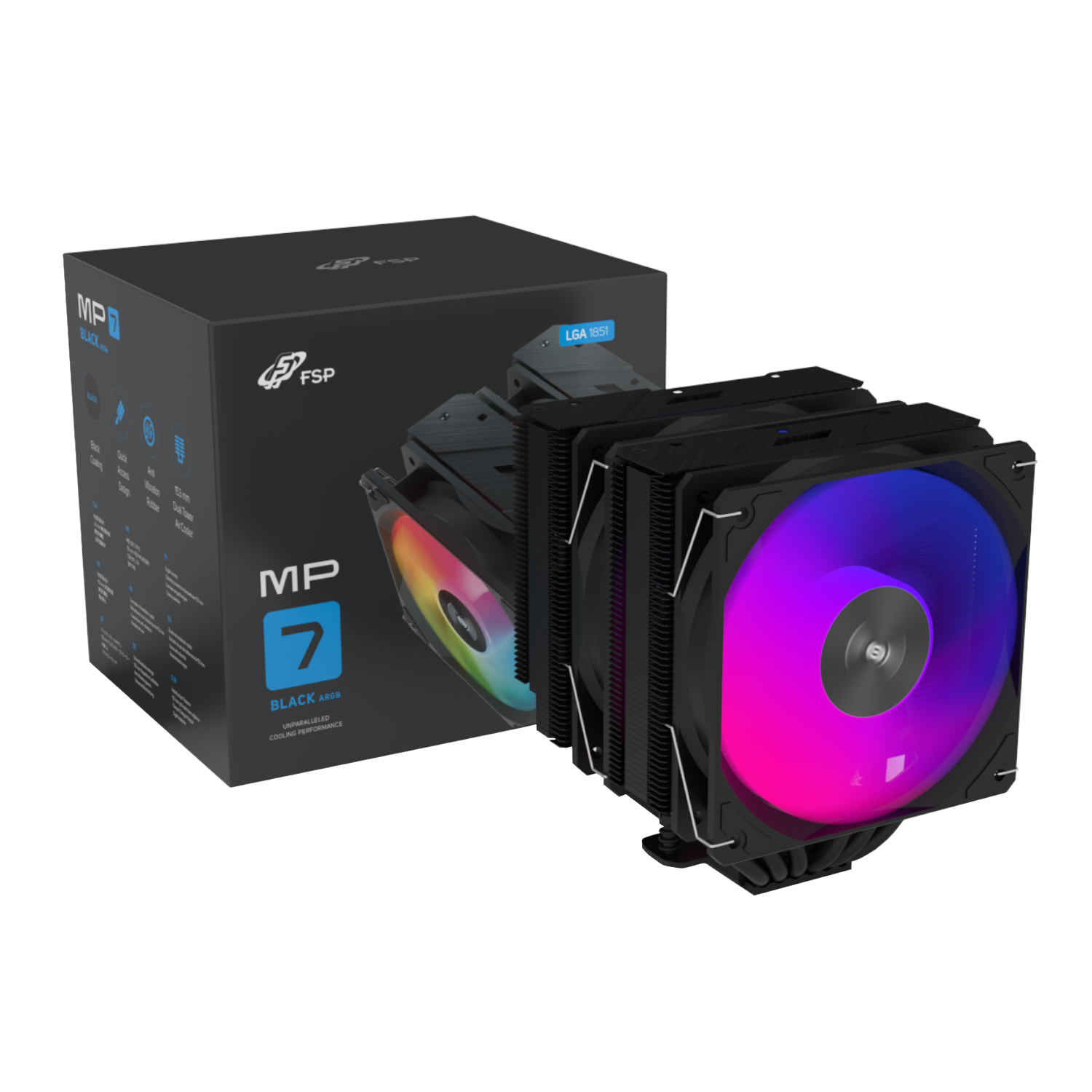 Fsp Mp7-Ba 120mm Pwm Argb Cpu Air Cooler - Black