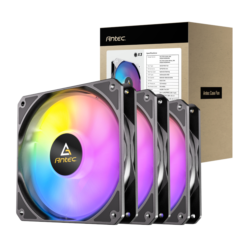 Antec P12 Argb 120 Pwm Case Fan 3 Pack - Black