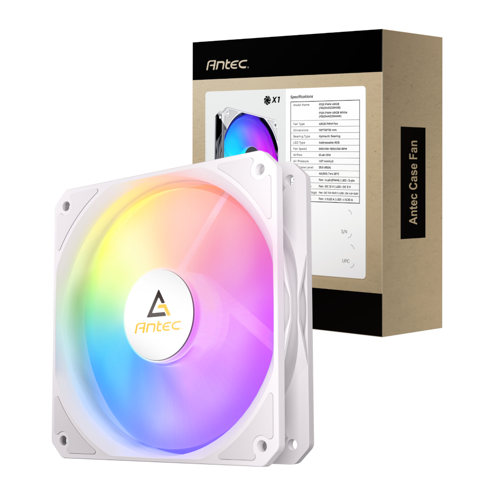 Antec P12 Pwm 120mm Argb Reverse Case Fan - White