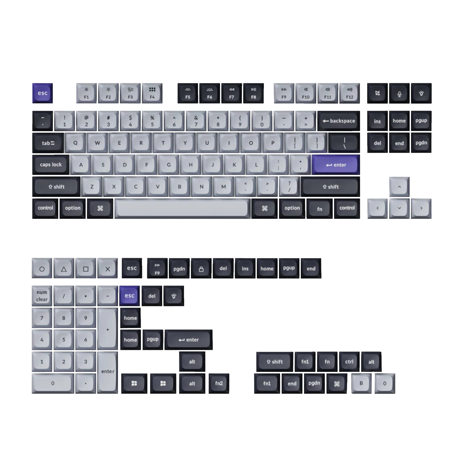 Keychron Double Shot Ksa Pbt Keycap Set - Dark Grey/White Smoke
