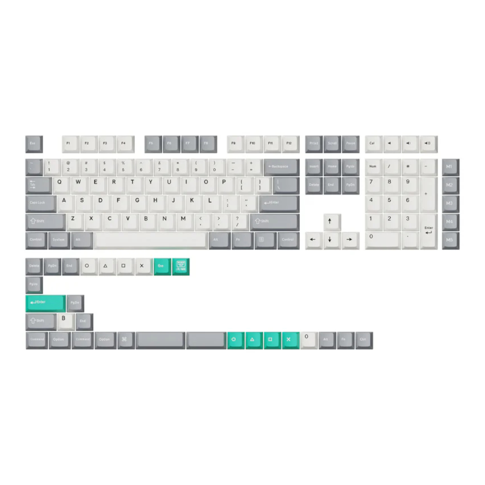 Keychron Cherry Profile Double Shot Pbt Full Keycap Set - Grey/White/Mint