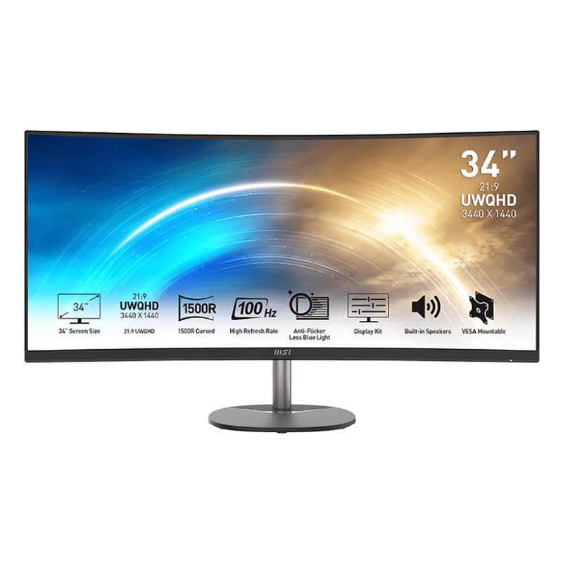 Msi Pro Mp341cq 34″ Va Ultrawide Curved Pro Monitor (1500r, 3440x1440, 1ms, 100hz)