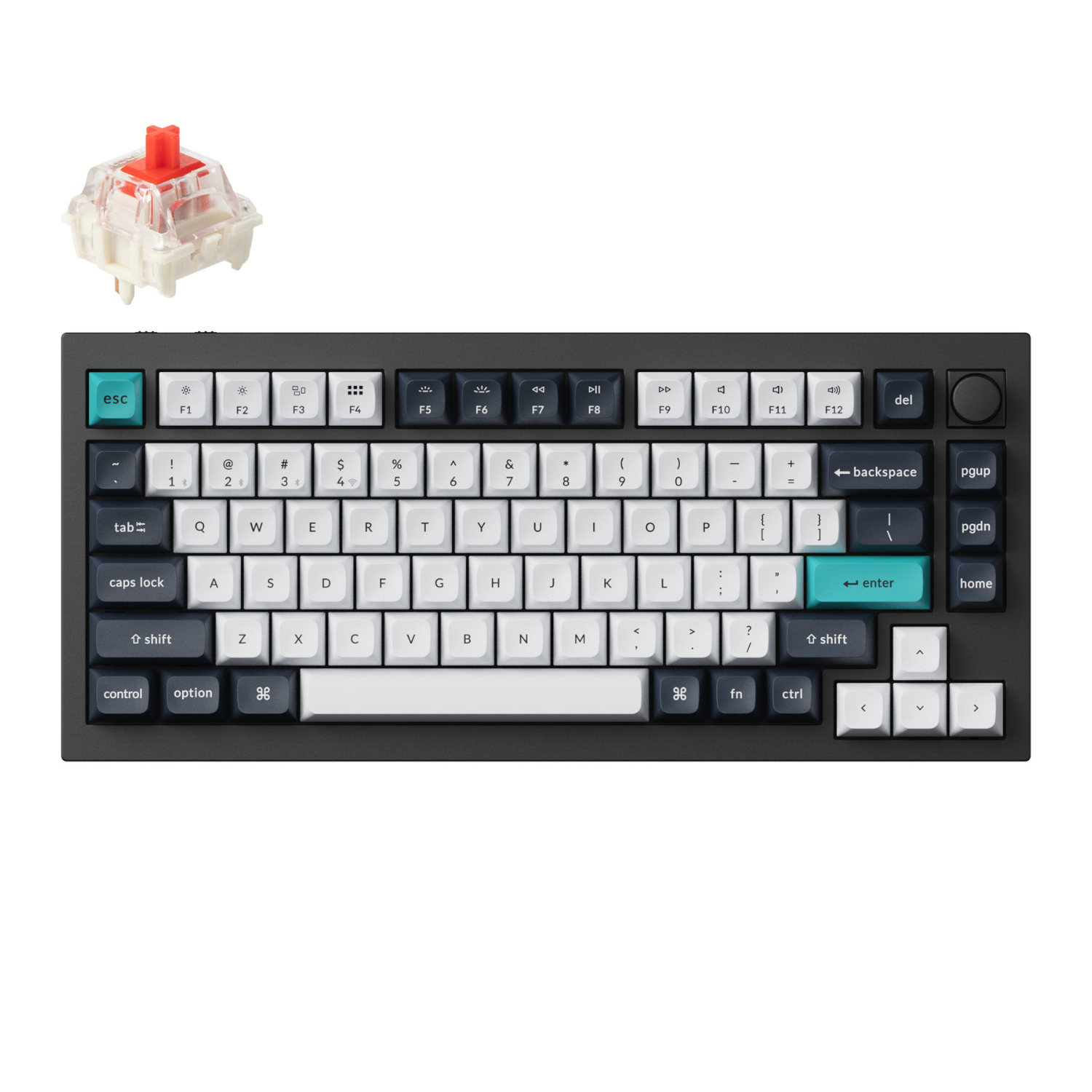 Keychron Q1 Max Qmk/Via Rgb Wireless Custom Mechanical Keyboard (Gateron Red Switches) - Black