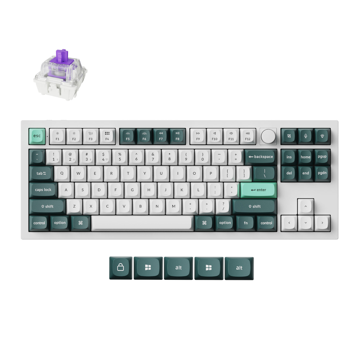 Keychron Q3 He Qmk 80% Wireless Custom Mechanical Keyboard (Nebula Switch) - Shell White