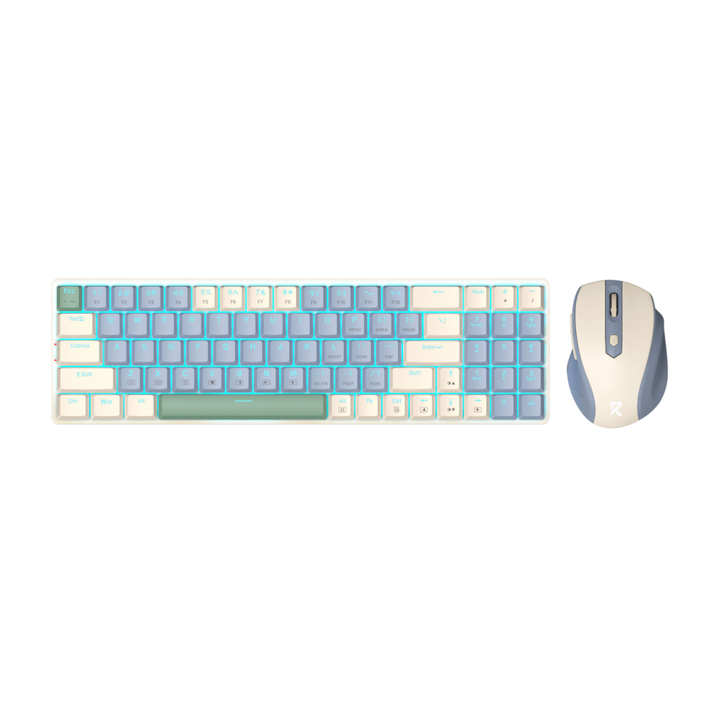Redragon Bs8772 Wireless Keyboard And Mouse Combo - Cream/Blue
