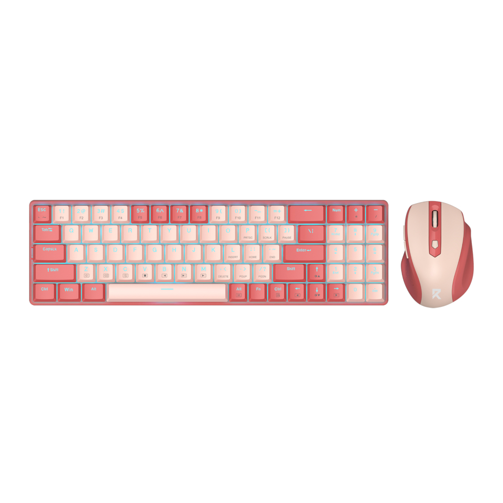 Redragon Bs8772 Wireless Keyboard And Mouse Combo - Red/Pink