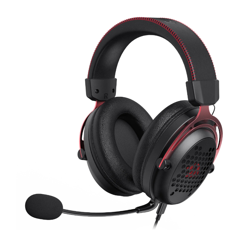 Redragon Over-Ear Diomedes Honeycomb 3.5mm Aux Gaming Headset - Black