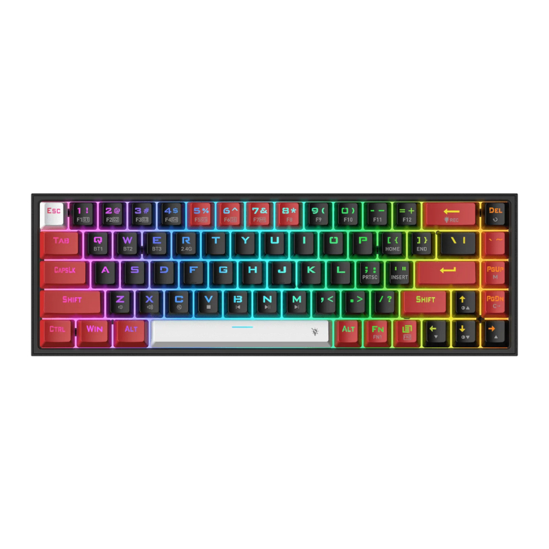 Redragon Castor Pro 68key Wireless Red|Black|White Keycap Bluetooth Rgb Red Switch - Black|Red