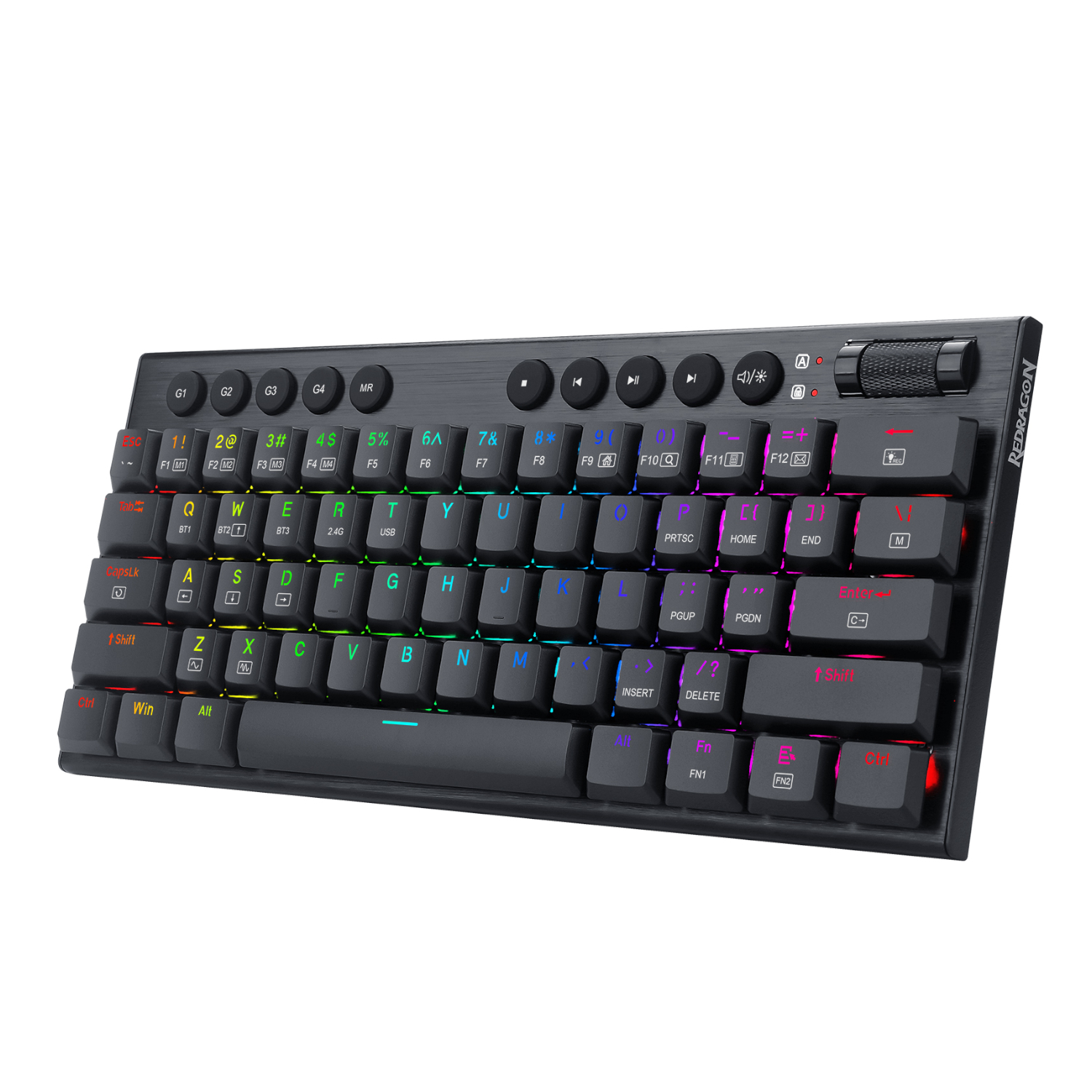 Redragon Horus Mini 61key Red Switch Rgb Low Profile Gaming Mechanical Keyboard - Black