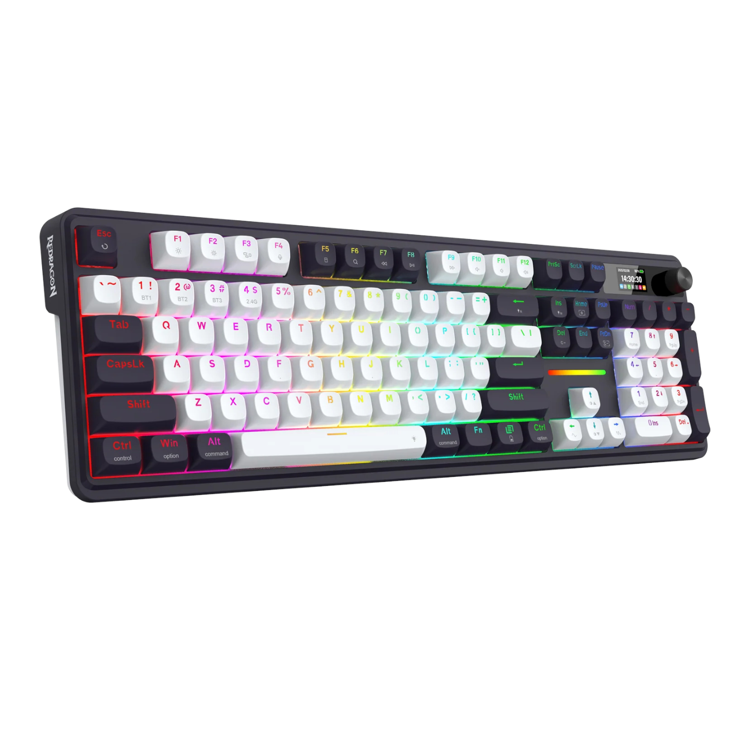 Redragon K762wb-Rgb-Pro Lcd Full-Size Gasket Mechanical Keyboard - Black