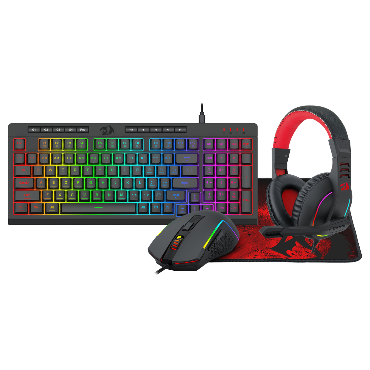 Redragon 4-In-1 Keyboard | Mouse | Mousepad | Rgb Headset Gaming Combo
