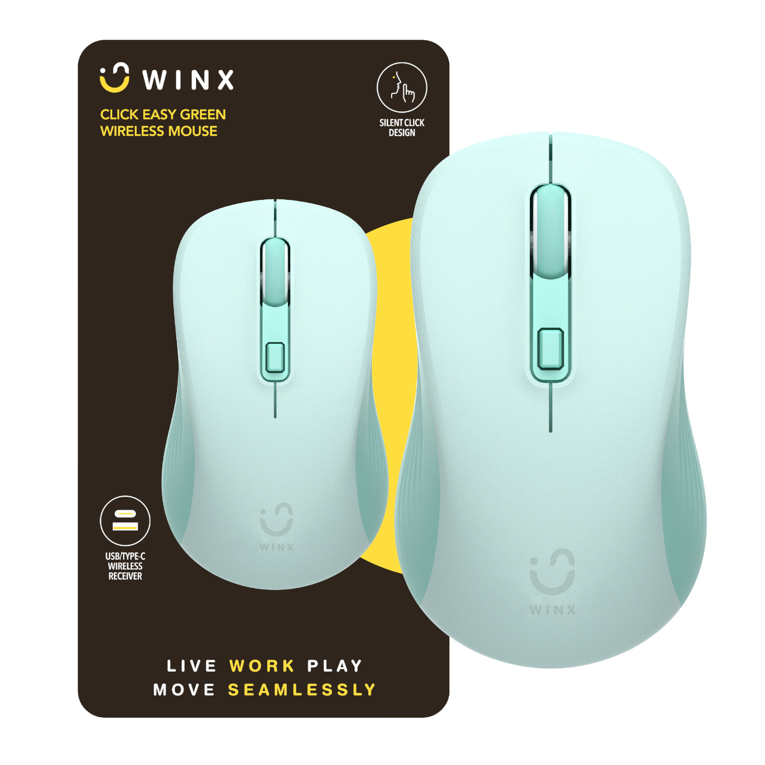Winx Click Easy 1600dpi 2.4ghz Wireless Mouse - Green