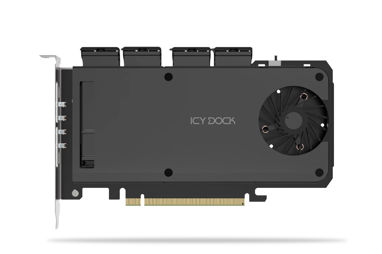 Icydock 204MP-B Removable 4 Bay M.2 Nvme SSD to PCIe 5.0 x16