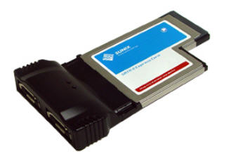 Sunix Ecsa24 - 2 Port External E-Sata , Express Card 54 , One-Lane 2.5 Gb/Sec Expresscard , Silicon Image Sil312a , Bundle 1 X Sata2 Cable