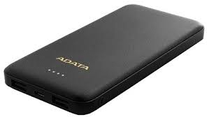 Adata At10000-Usba-Cbk T10000 Black Powerbank - Universal Mobile Device Battery , 15mm Slim With Lithium Polymer Batteries , 10000mah/37w , Resilient Plastic With Fire-Retardant , 5v/2a Input For Fast Charging + 5v / 2a Dual Output , For Apple Idevice +