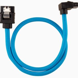 Corsair Cc-8900281 Sata Cable 30cm Flexible Mesh Paracord Sleeved - Blue With L-Shape / 90° Angle Connector