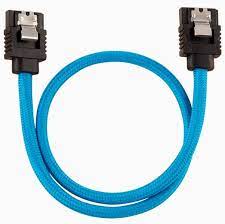 Corsair Cc-8900251 Sata Cable 30cm Flexible Mesh Paracord Sleeved - Blue With Straight Connector