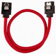 Corsair Cc-8900250 Sata Cable 30cm Flexible Mesh Paracord Sleeved - Red With Straight Connector