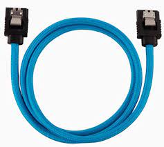 Corsair Cc-8900255 Sata Cable 60cm Flexible Mesh Paracord Sleeved - Blue With Straight Connector