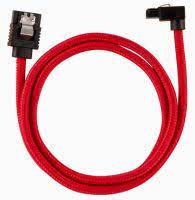Corsair Cc-8900280 Sata Cable 30cm Flexible Mesh Paracord Sleeved - Red With L-Shape / 90° Angle Connector