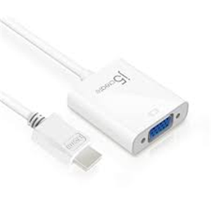 J5create Jda213 / Jda213s Hdmi To D-Sub(Vga) + 3.5mm Audio Out - Extension Cable ( Female Work With Existing Cable ) - Support Upto Fhd 1920x1200 / 1080p @60hz White For Mac Or Pc 40x45x14mm + 100mm Cable - Retail Pack