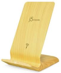 J5 Create Jupw1102w 2-Coil Wireless Charging Stand With Wood Finish - Surge Protection + Foreign Object Warning , +/- 8mm Electric Field For Thick Phone Case , Tangle-Free Flat Cable Design , Lightweight 105.5g , Qi Certified - 5v/2a, 9v/2a, 12v/1.5a Inpu