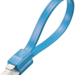 Pqi 6pco-008r0001a / 6pco-008r0006a I-Cable Lightning 20 Flat Blue- Apple Mfi Certified - 20cm ( Short Design Ideal For Powerbank ) - Usb To Lightning 8pins Sync+Charge With Flat Cable + Click Attach Design For Easy Storage
