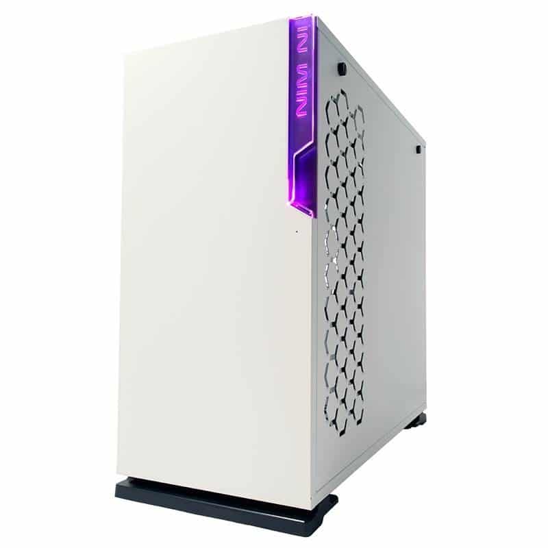 In Win 101c Mid Tower Chassis With Usb3.1 Type-C + Rgb ( Support Asus Aura Sync Msi Mystic Light + Gigabyte Rgb Fusion ) - White With Tool-Less Full-Sized Tempered Glass Side Panel Neon Rgb Led Logo Panel On Fronto Panel No Psu