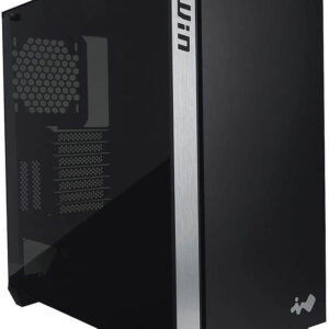In-Win 216 Mid Tower Chassis - Black+Silver Highlight Support 2x Vertical Graphics Cards Mount Via Optional Riser Kit Tool-Less Full-Sized 3mm Tempered Glass Side Panel No Psu